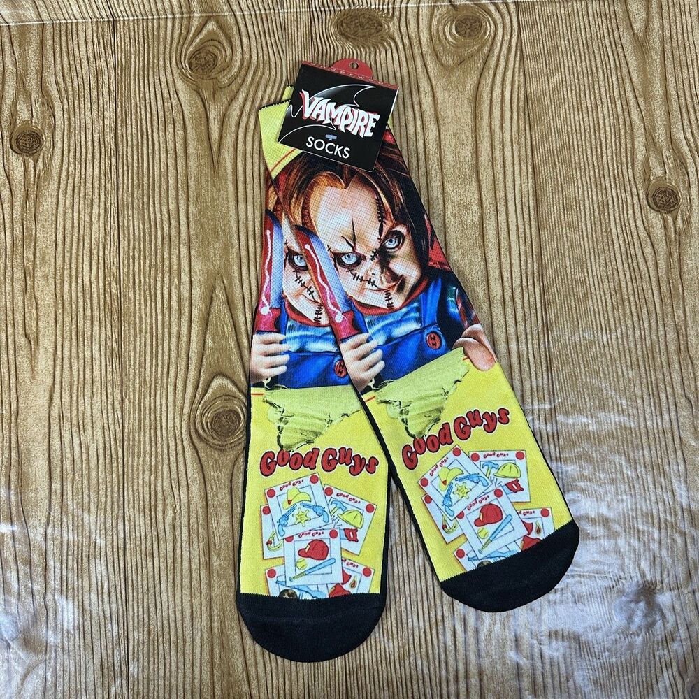 Chucky Horror Villains Crew Socks One Size Midcalf Unisex Chucky Good Guys Doll